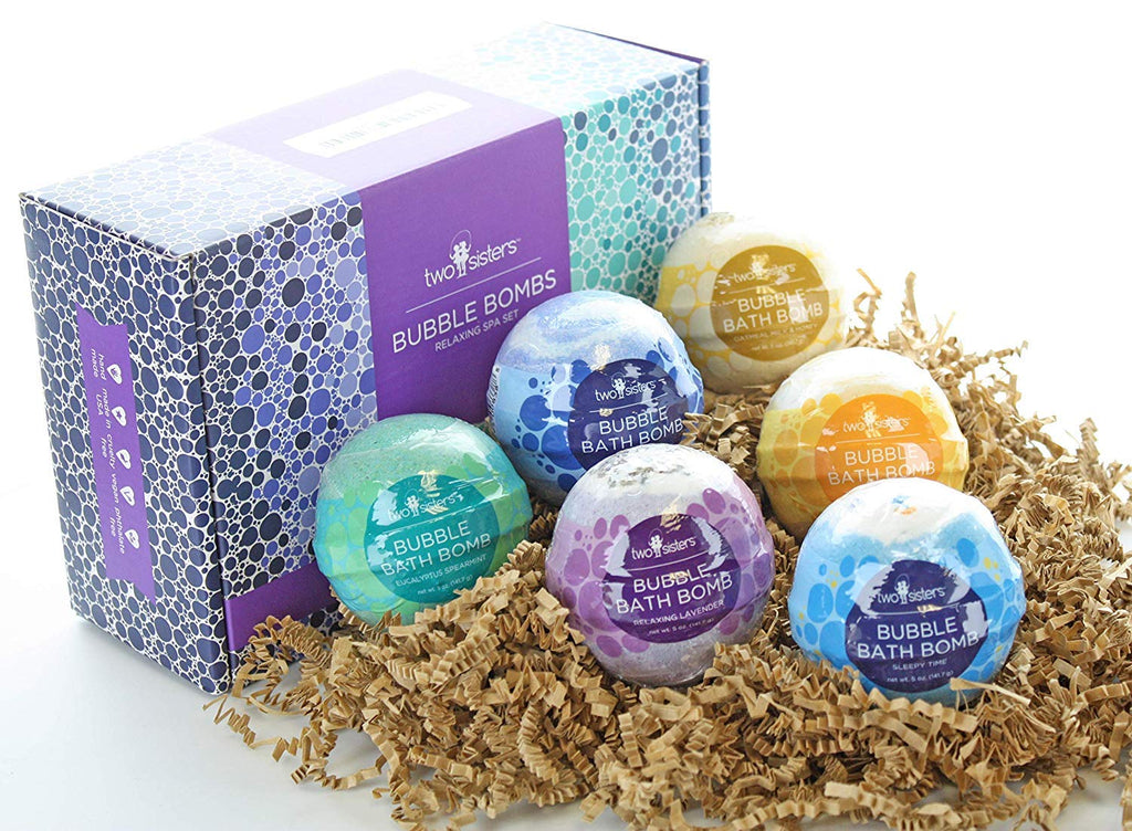 Two Sisters Bubble Bath Bombs (6 Pack) – Relaxing, Moisturizing, USA Made