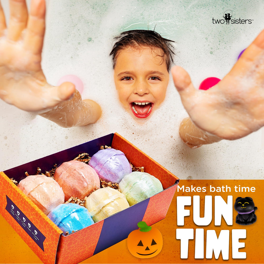 Two Sisters Halloween Bath Bombs 6-Pack with Surprise Toys Inside – Made in USA