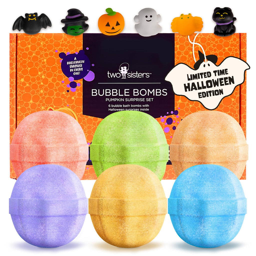 Two Sisters Halloween Bath Bombs 6-Pack with Surprise Toys Inside – Made in USA