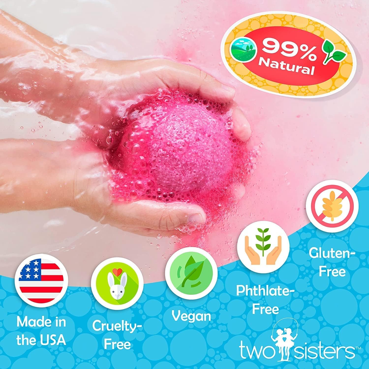 Two Sisters Ninja Kids Bath Bombs with Surprise Toy Inside – 6 Pack, Large Red Bubble Bombs, USA Made