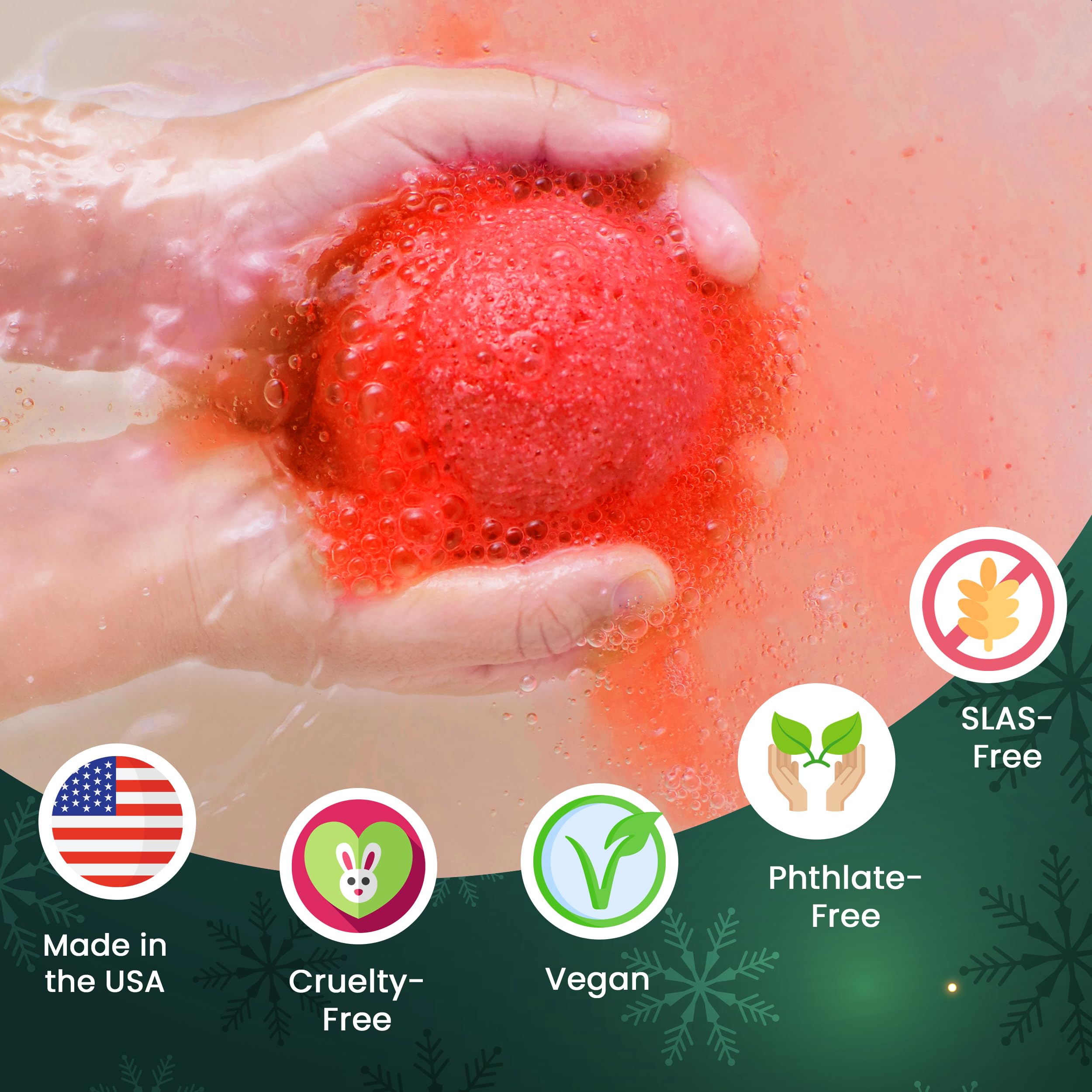 Two Sisters Christmas Bath Bombs for Kids (6-Pack) – Surprise Toys, Festive Scents, USA Made