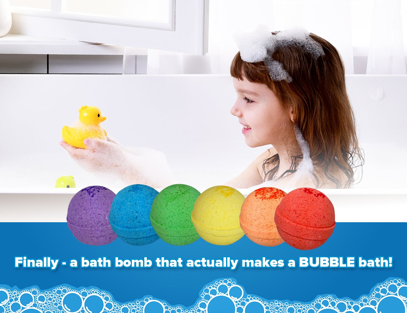 Two Sisters Kids Bath Bombs with Surprise Toys Inside (6 Pack) – Colorful Bubbles, Moisturizing & Tub-Safe, USA Made
