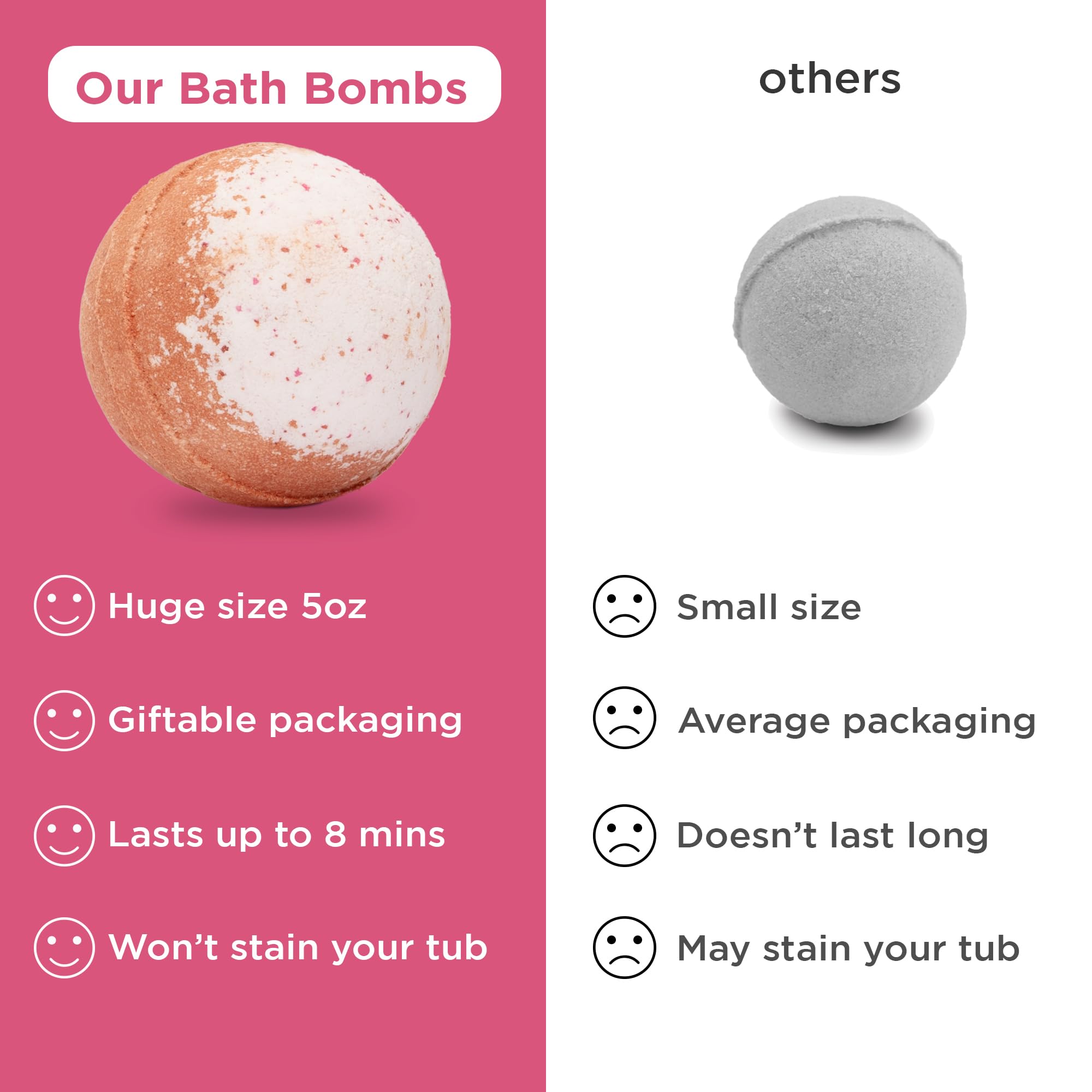 Two Sisters Valentines Bath Bombs for Kids – 6 Pack with Surprise Heart Toys Inside
