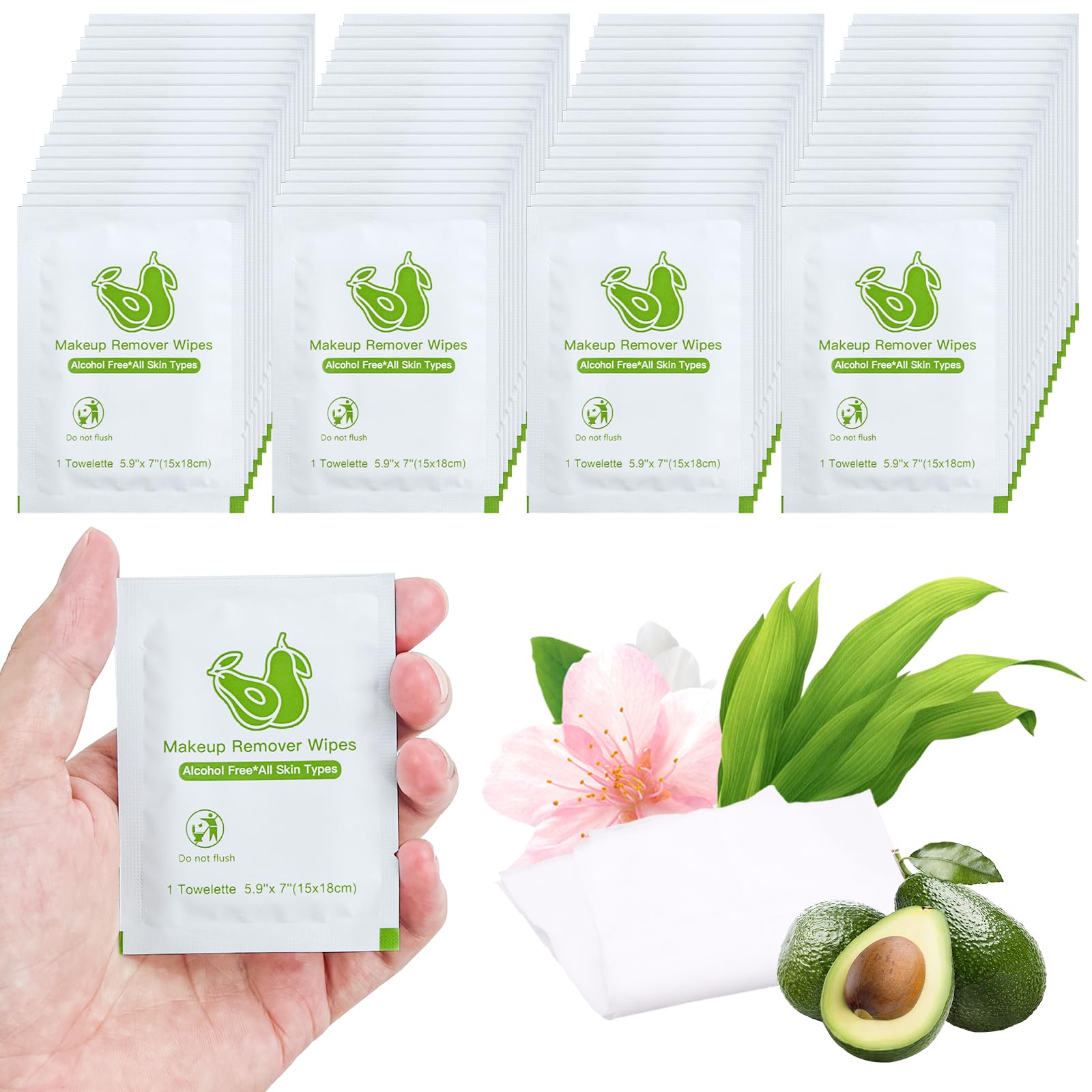 Twoworld Bulk Makeup Remover Wipes – 200 Individually Wrapped for Travel & Hotels