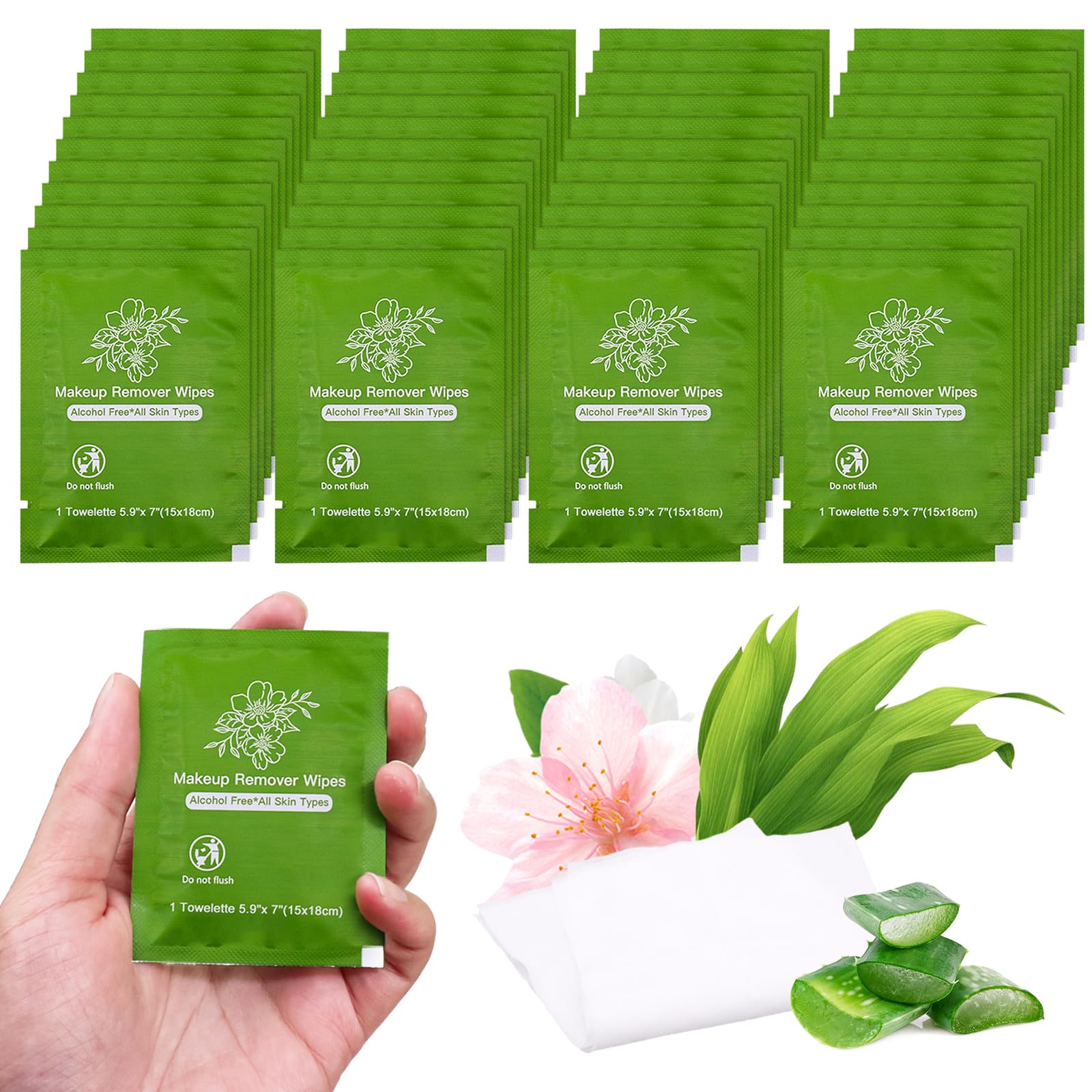 twoworld Gentle Cleansing Makeup Remover Wipes – Bulk Pack of 100, Individually Wrapped for Travel & Hotels