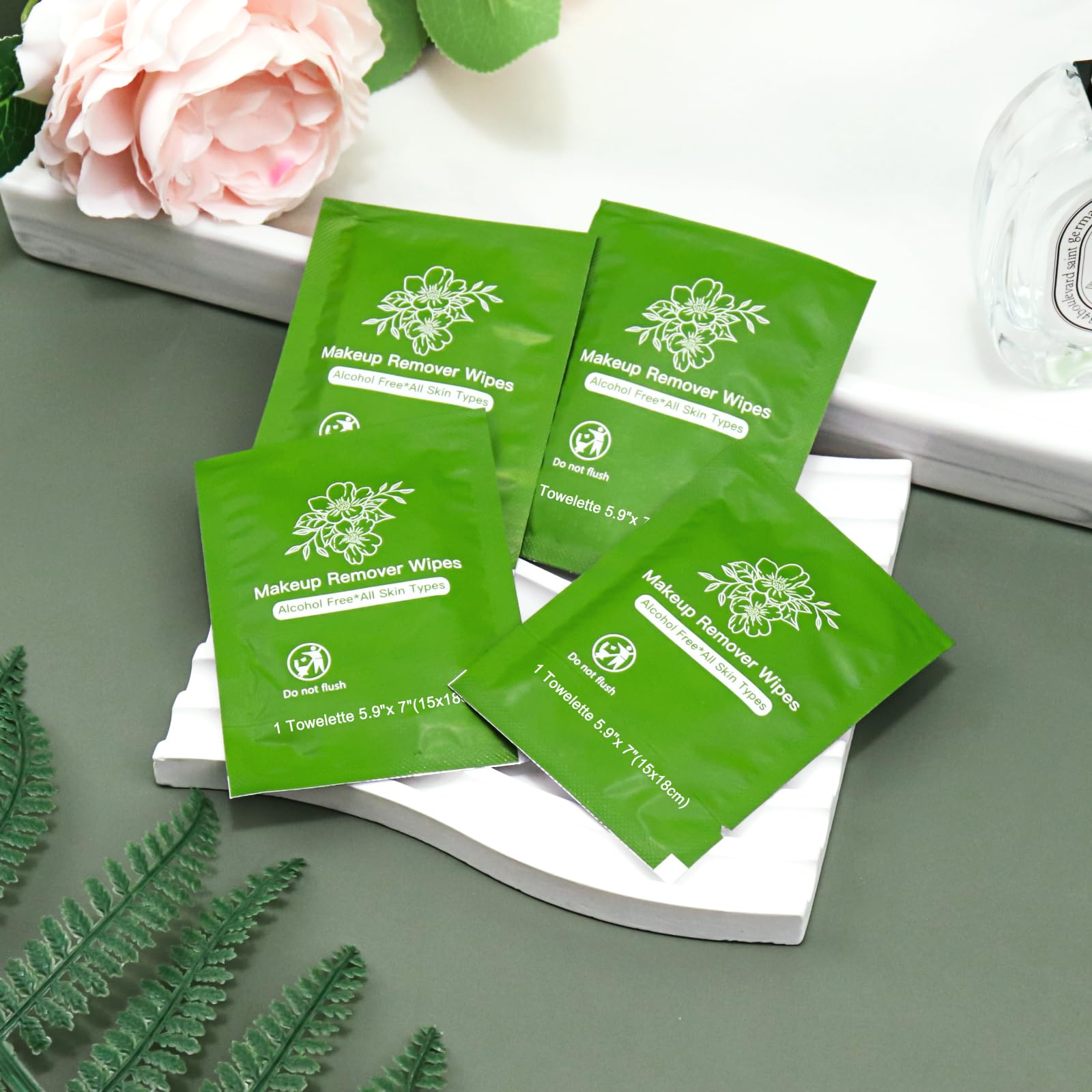 twoworld Gentle Cleansing Makeup Remover Wipes – Bulk Pack of 100, Individually Wrapped for Travel & Hotels