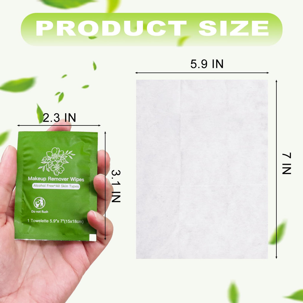 twoworld Gentle Cleansing Makeup Remover Wipes – Bulk Pack of 100, Individually Wrapped for Travel & Hotels