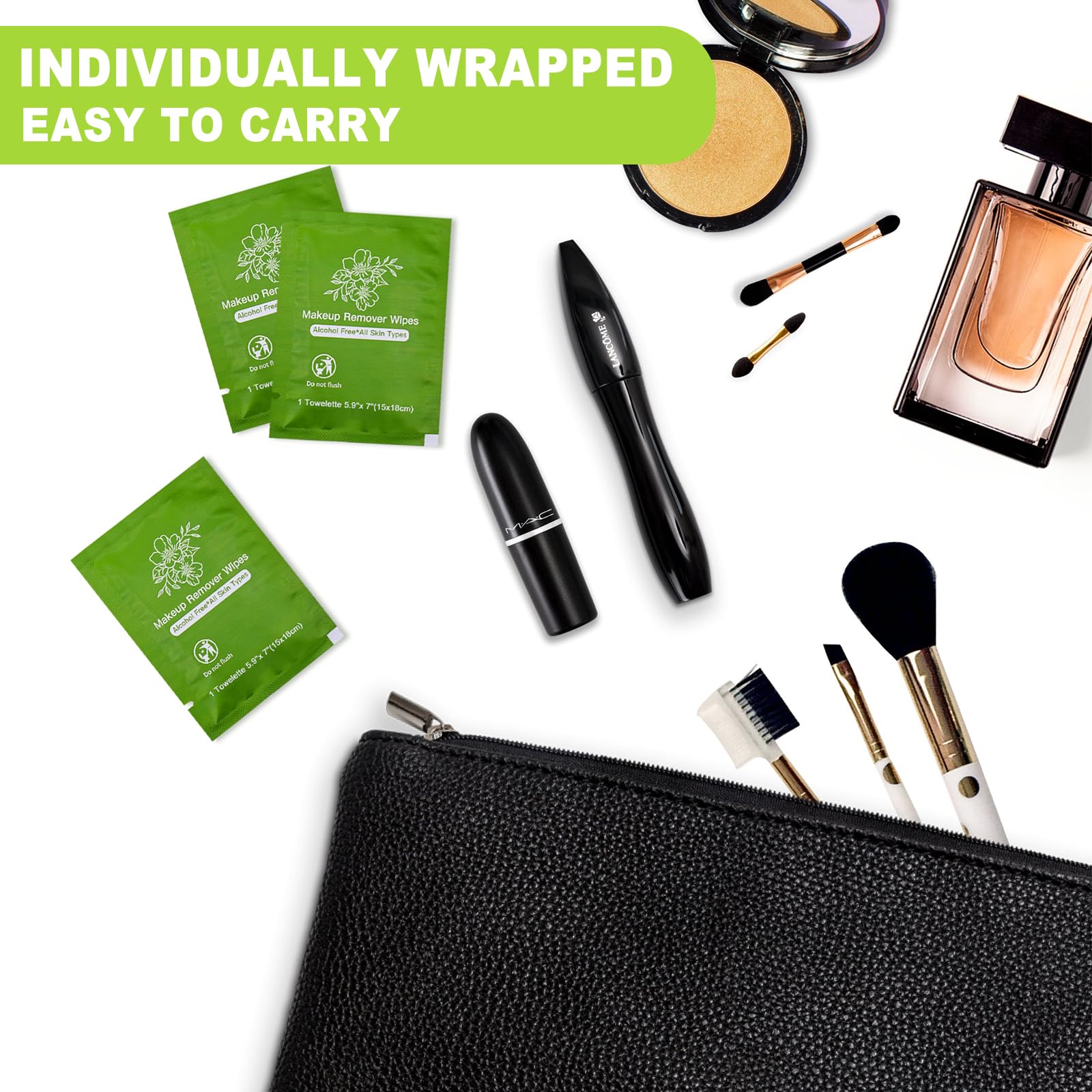 twoworld Gentle Cleansing Makeup Remover Wipes – Bulk Pack of 100, Individually Wrapped for Travel & Hotels