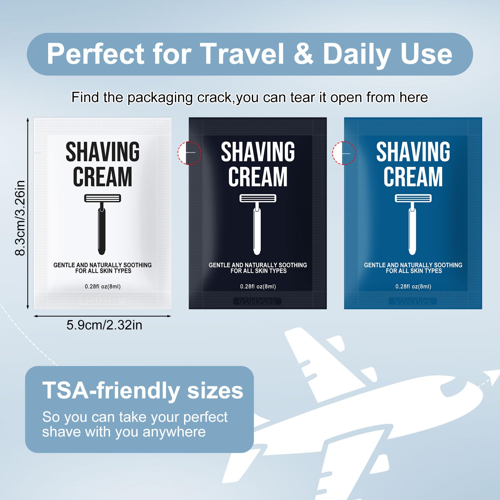 Twoworld Shaving Cream Bulk Travel 8ml – Jasmine, White Tea & Unscented (300 Pack)