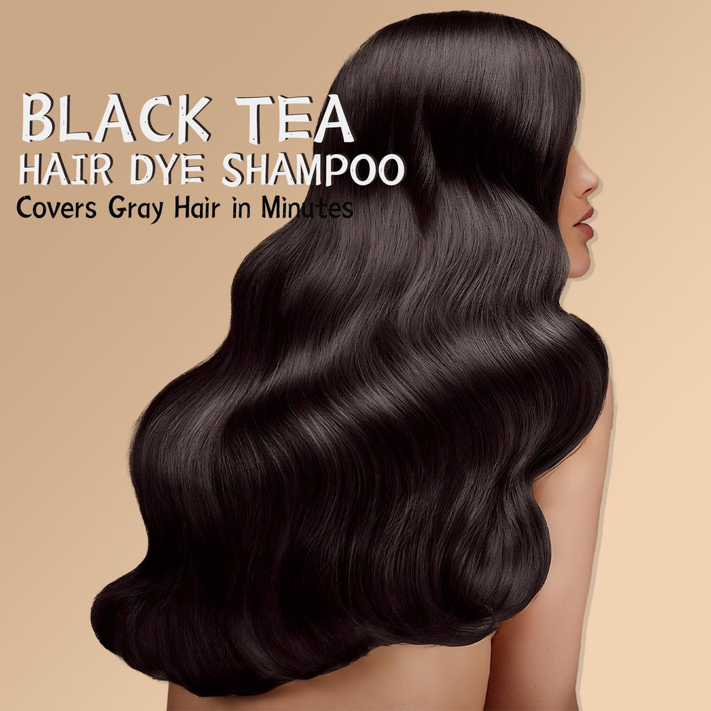 TYAYW Black Tea Hair Dye Shampoo 3 in 1 – Long-Lasting Color for Gray Hair (500ml)