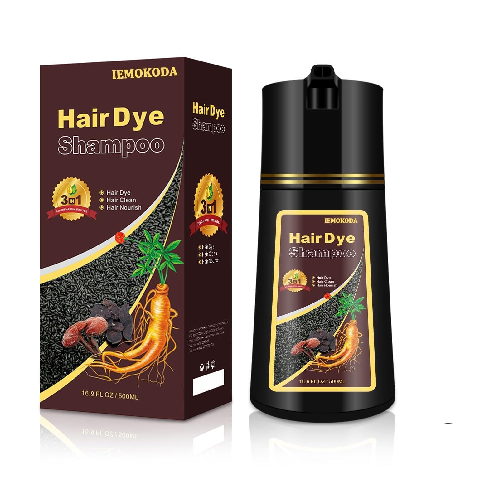 TYAYW Dark Coffee Hair Dye Shampoo 3-in-1 for Gray Coverage, Semi-Permanent Color, 16.9 oz