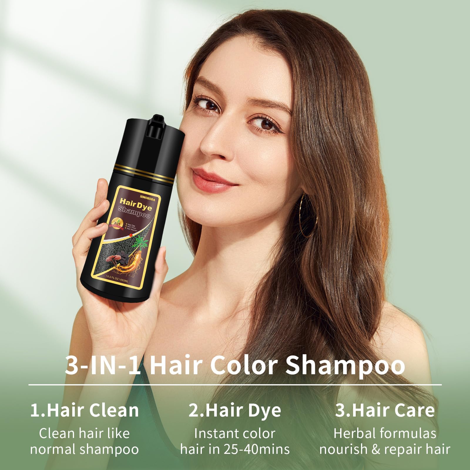 TYAYW Dark Coffee Hair Dye Shampoo 3-in-1 for Gray Coverage, Semi-Permanent Color, 16.9 oz