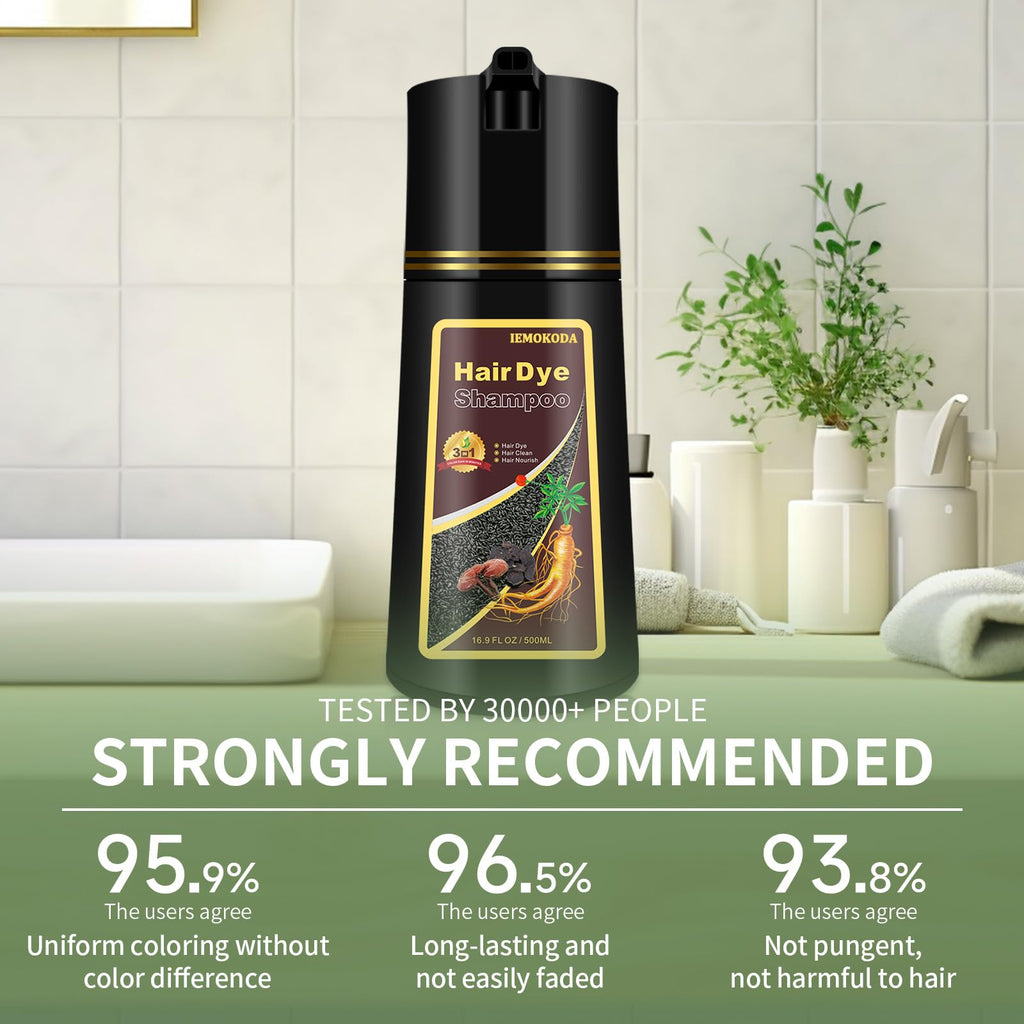 TYAYW Dark Coffee Hair Dye Shampoo 3-in-1 for Gray Coverage, Semi-Permanent Color, 16.9 oz