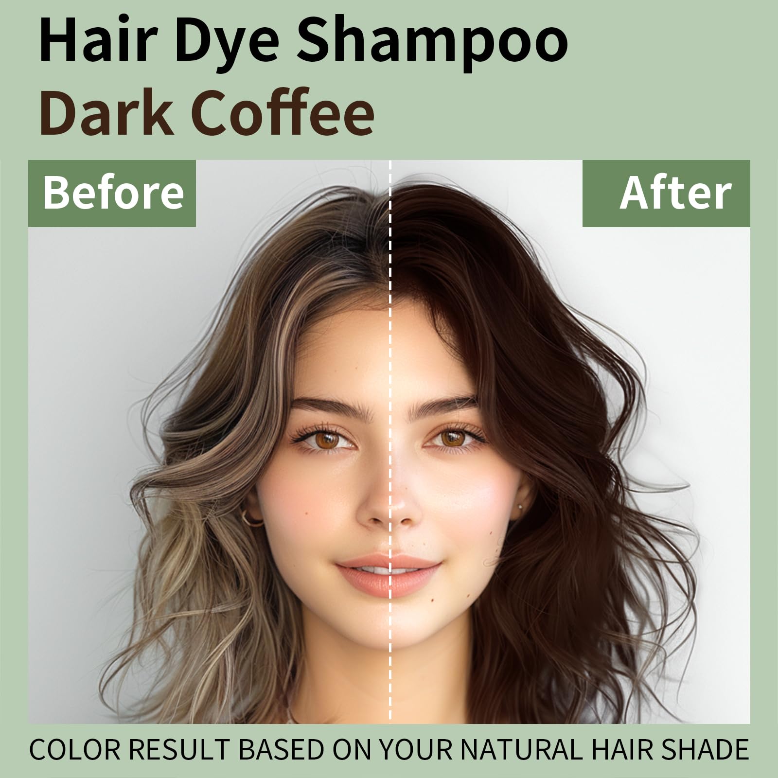 TYAYW Dark Coffee Hair Dye Shampoo 3-in-1 for Gray Coverage, Semi-Permanent Color, 16.9 oz