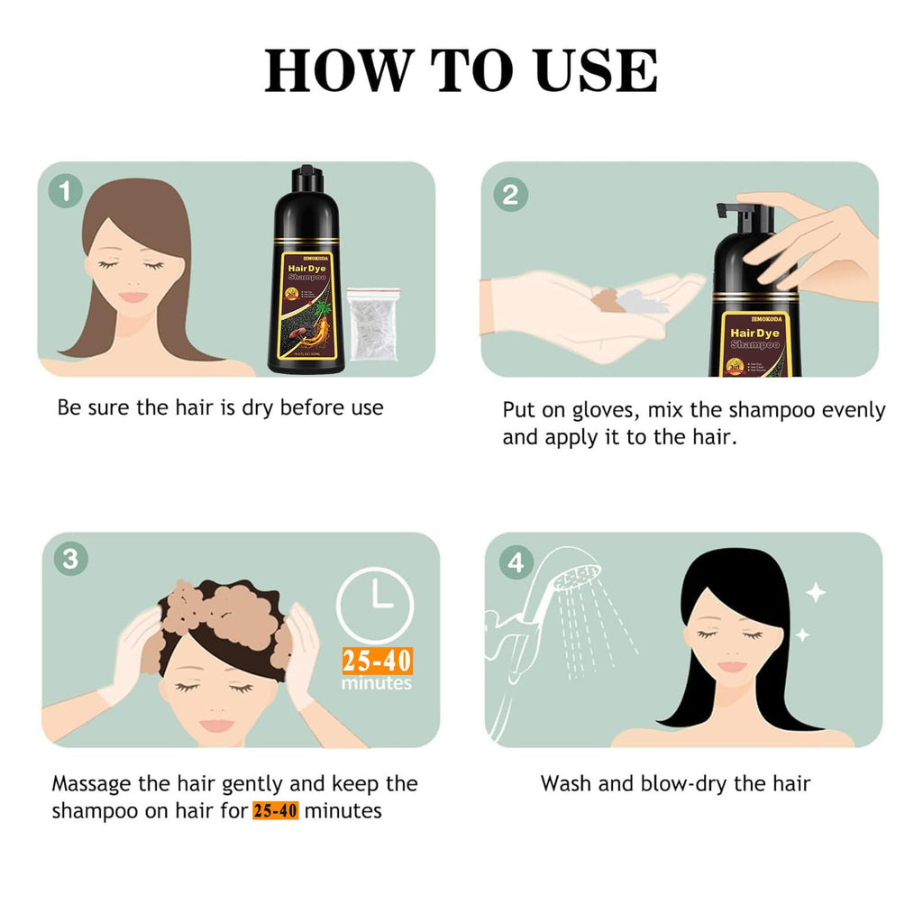 TYAYW Black Tea Hair Dye Shampoo 3 in 1 – Long-Lasting Color for Gray Hair (500ml)