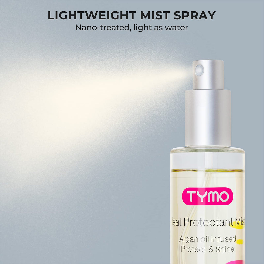 TYMO Heat Protectant Spray with Argan Oil - Leave-In Hair Treatment (Pack of 2)