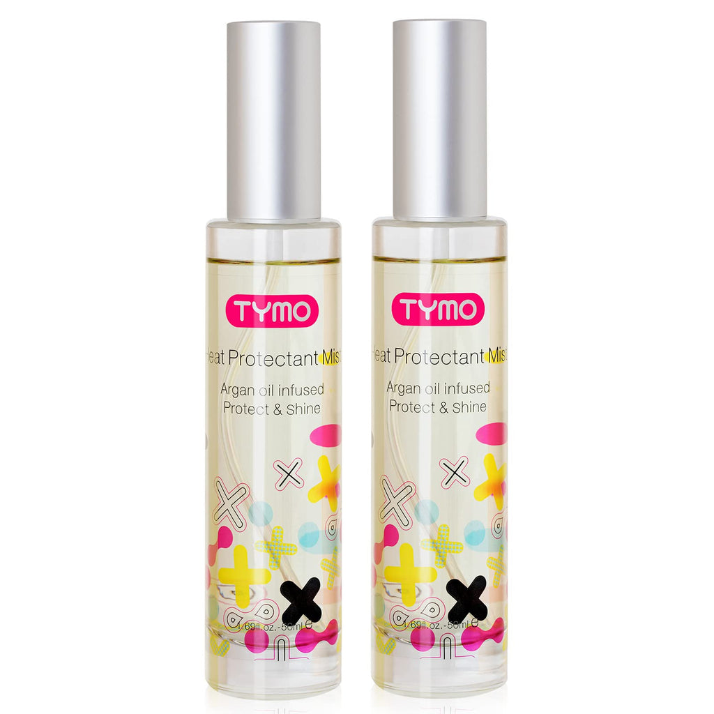 TYMO Heat Protectant Spray with Argan Oil - Leave-In Hair Treatment (Pack of 2)