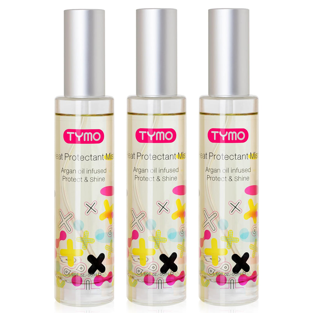 TYMO Heat Protectant with Argan Oil – Lightweight Leave-In Spray for Smooth, Hydrated Hair (Pack of 3)