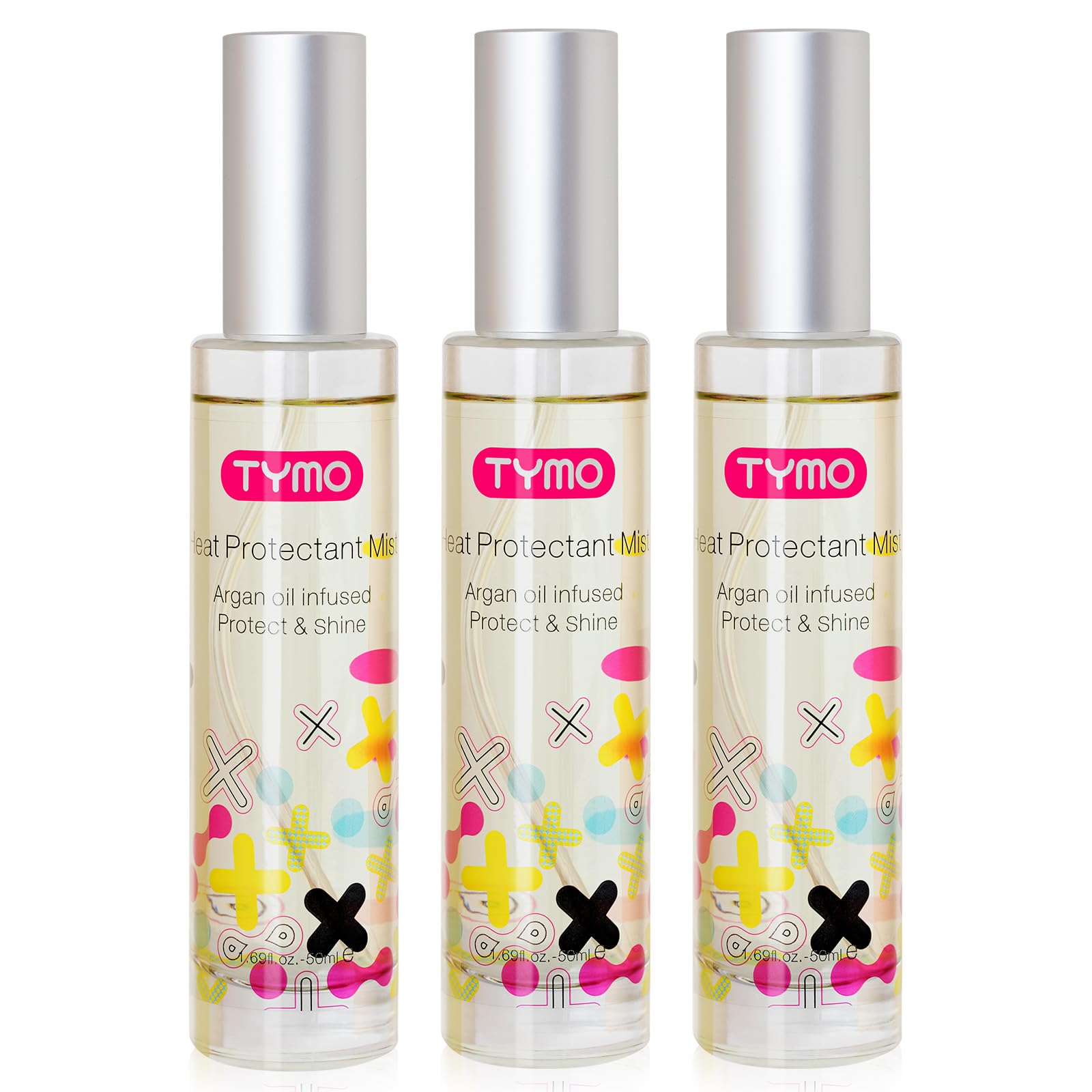 TYMO Heat Protectant with Argan Oil – Lightweight Leave-In Spray for Smooth, Hydrated Hair (Pack of 3)