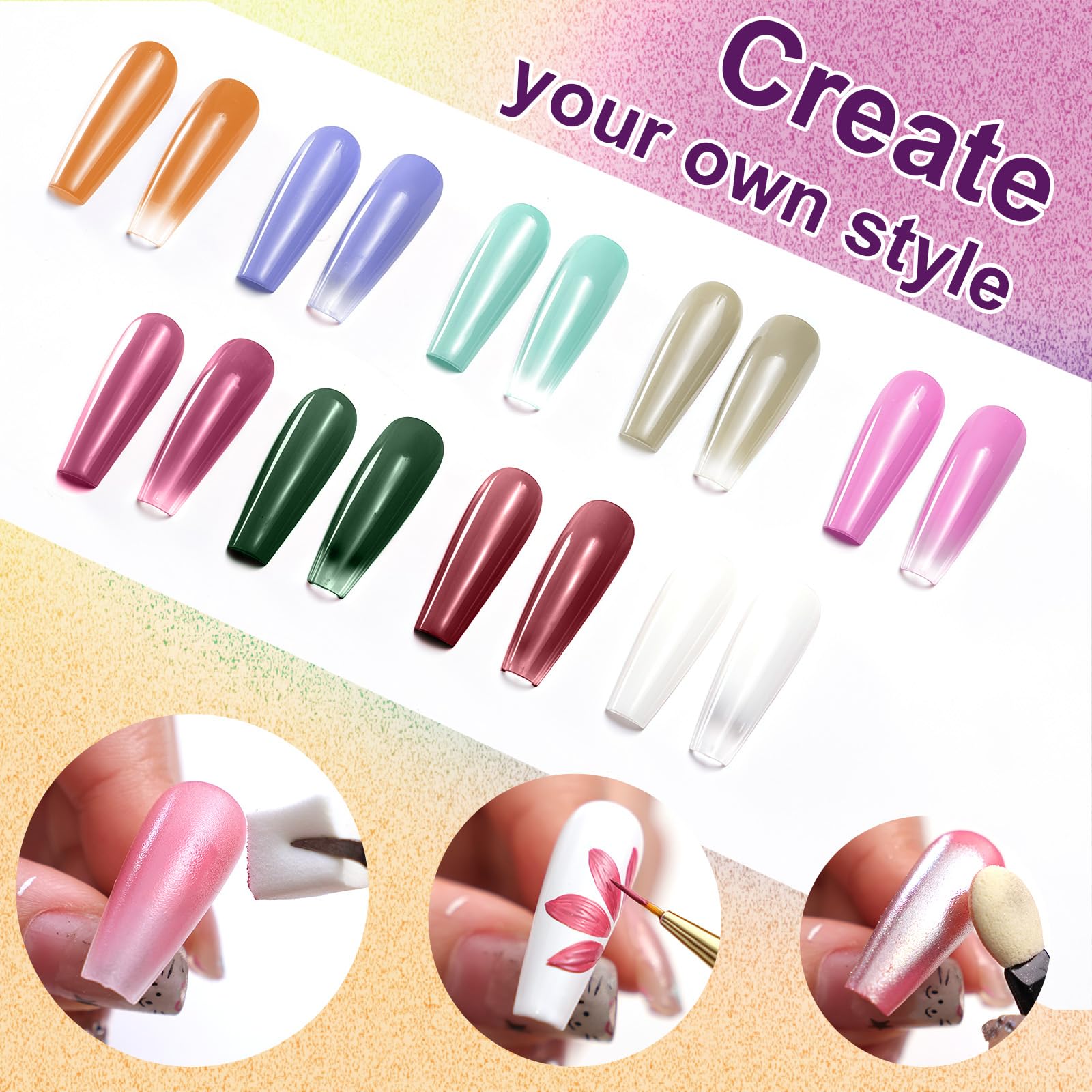 U-Shinein Gradient Painting Gel – 9-Color Ombre Gel Set for Nail Art & DIY Manicures