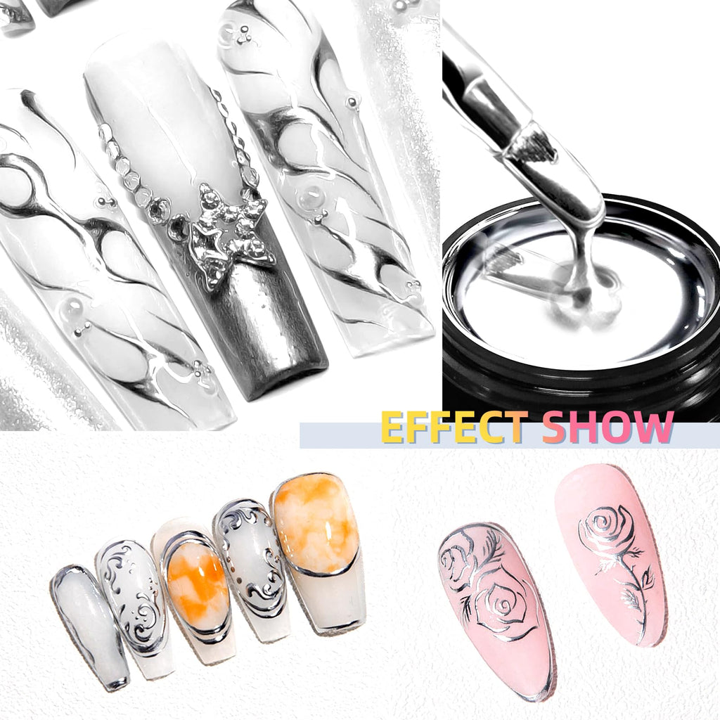U-Shinein 8ml Metallic Painting Gel – Ultra Mirror Silver Nail Art
