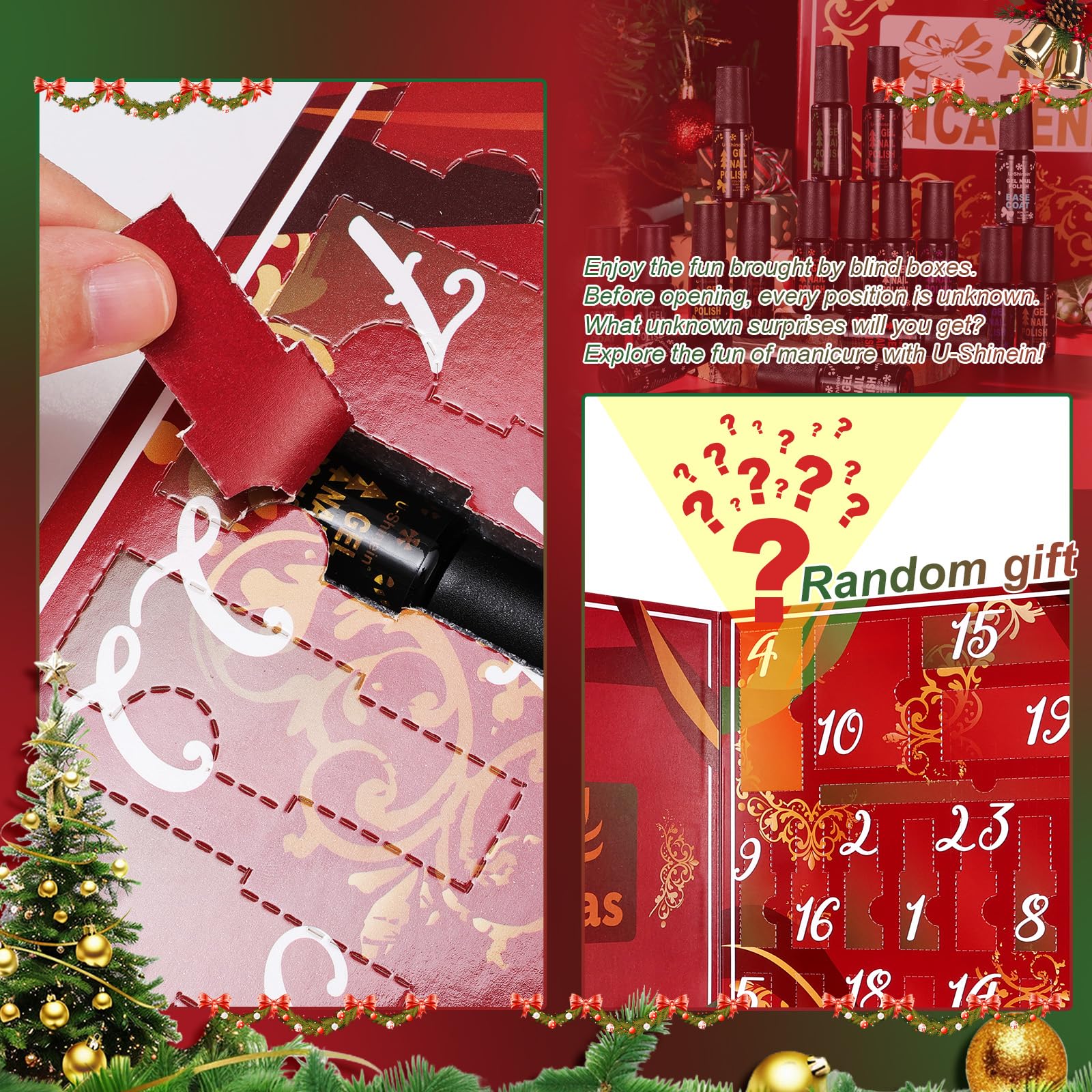U-Shinein Nail Polish Advent Calendar 2025 – 24-Day Gel Polish Collection with Tools & Glitter