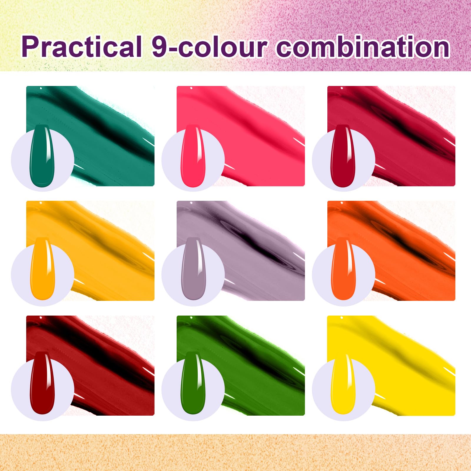 U-Shinein Gradient Painting Gel – 9-Color Ombre Gel Nail Polish Kit for DIY Nail Art