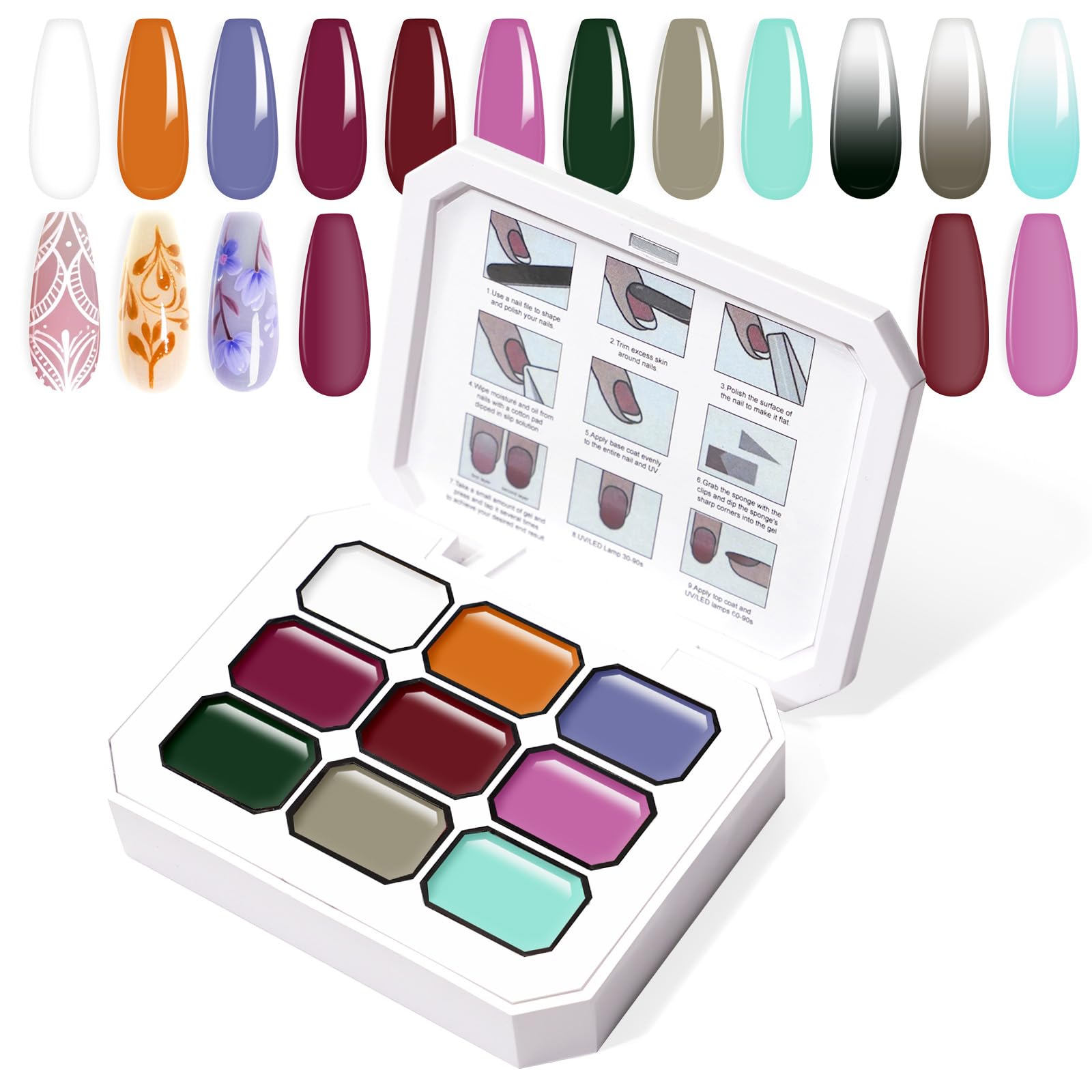 U-Shinein Gradient Painting Gel – 9-Color Ombre Gel Set for Nail Art & DIY Manicures