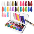 U-Shinein Gradient Painting Gel – 24 Gliter Ombre Gel Polish for Silver & Gold Aura Nails, French Manicure DIY, No-Wipe Palette A