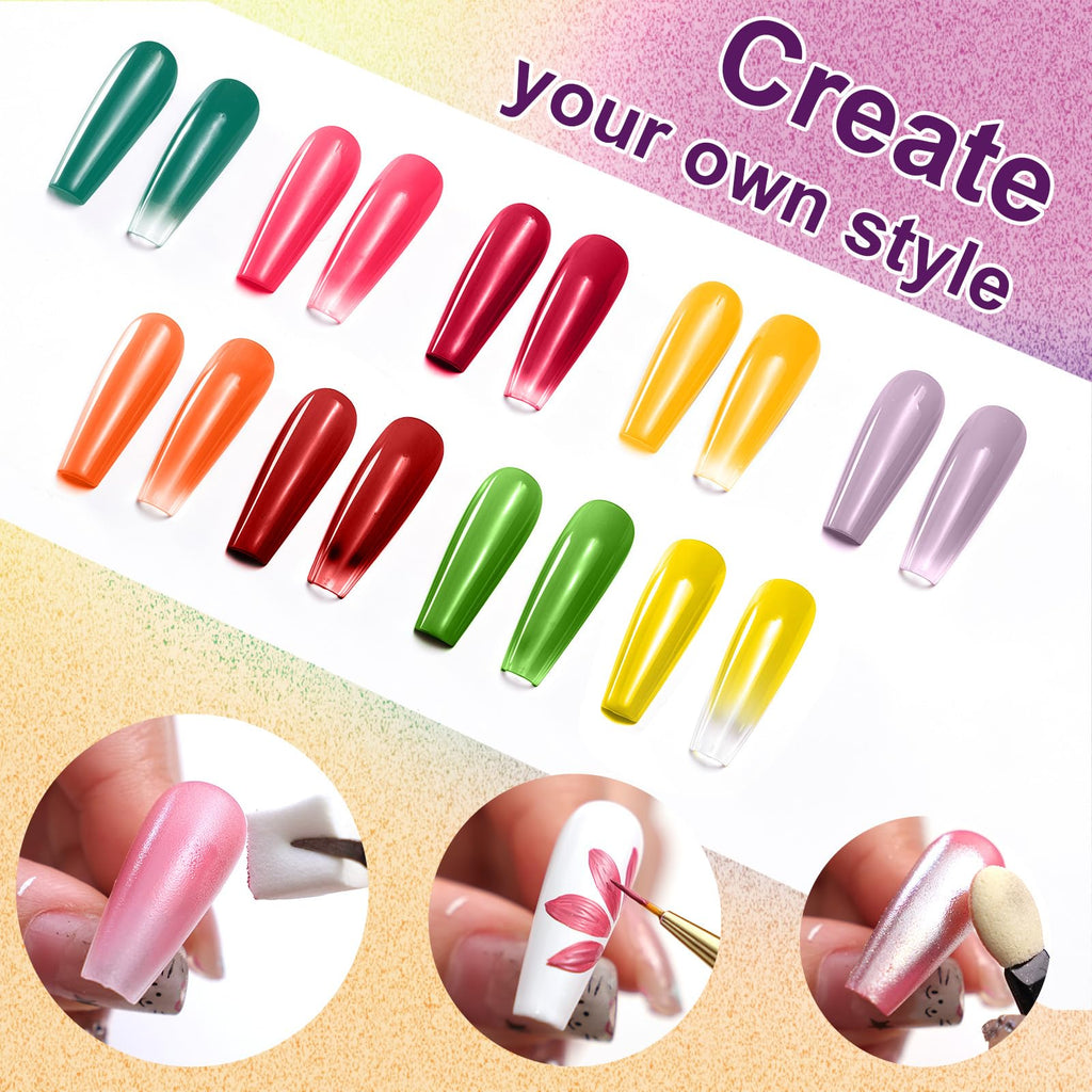 U-Shinein Gradient Painting Gel – 9-Color Ombre Gel Nail Polish Kit for DIY Nail Art