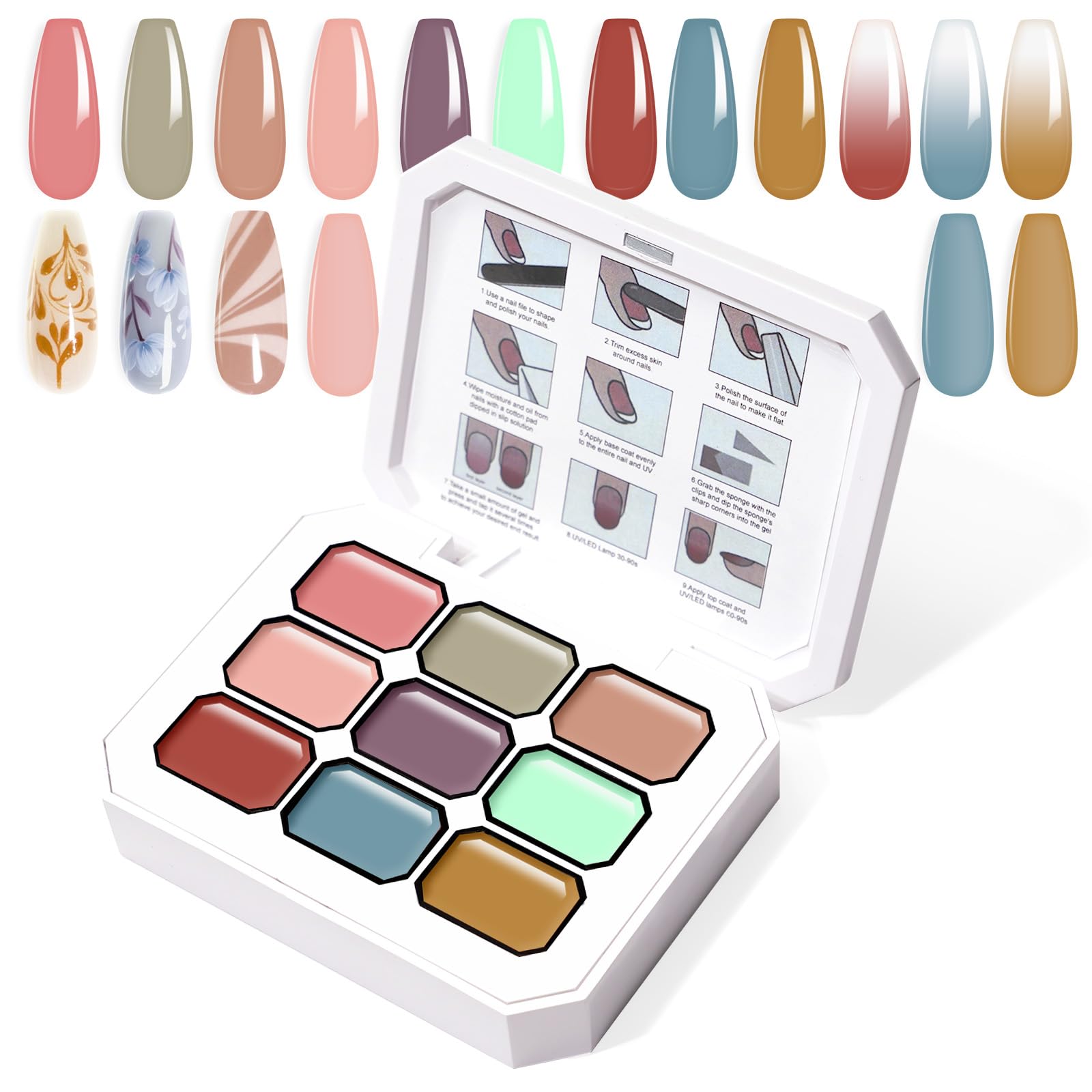 U-Shinein Gradient Painting Gel – 9-Color Ombre Nail Art Kit