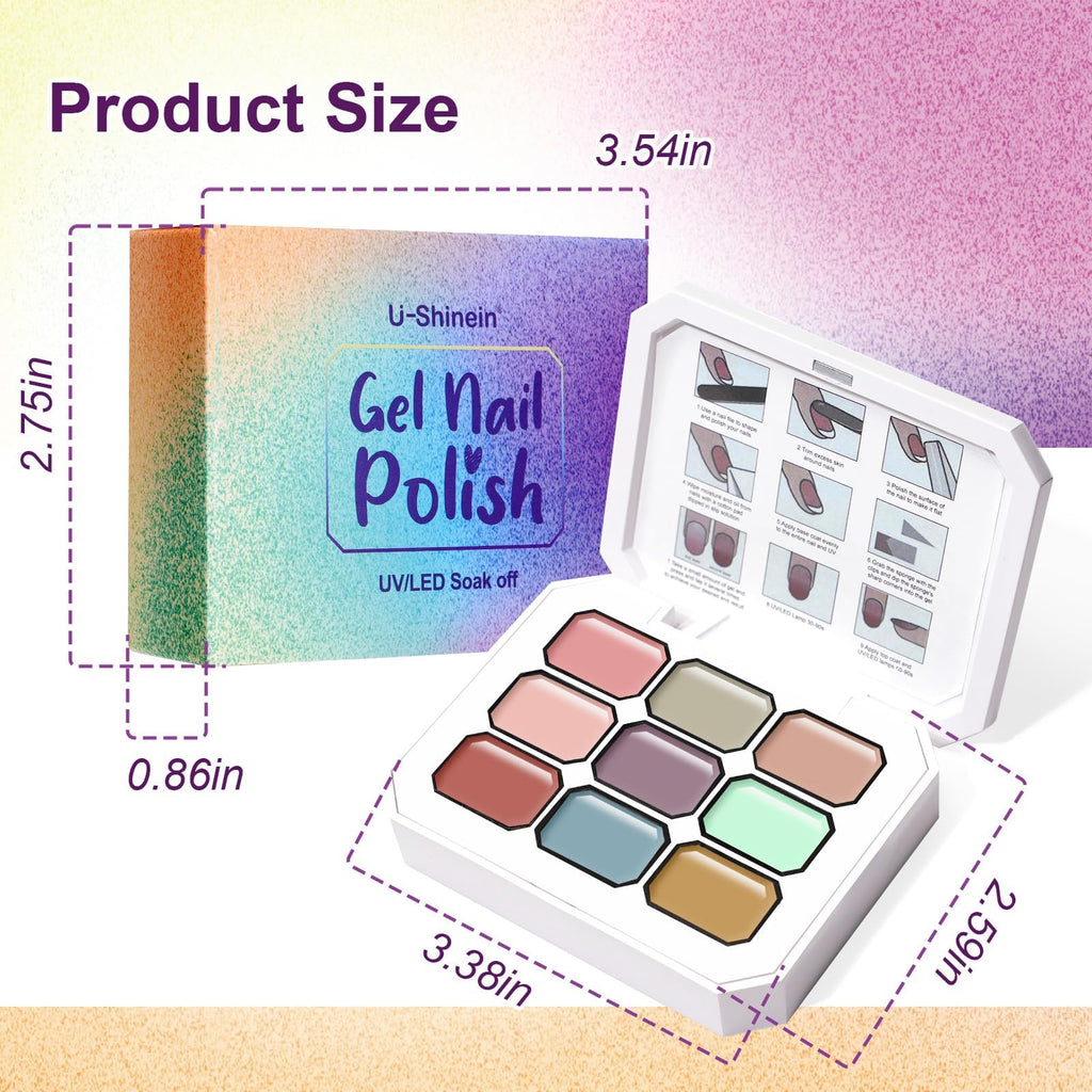 U-Shinein Gradient Painting Gel – 9-Color Ombre Nail Art Kit