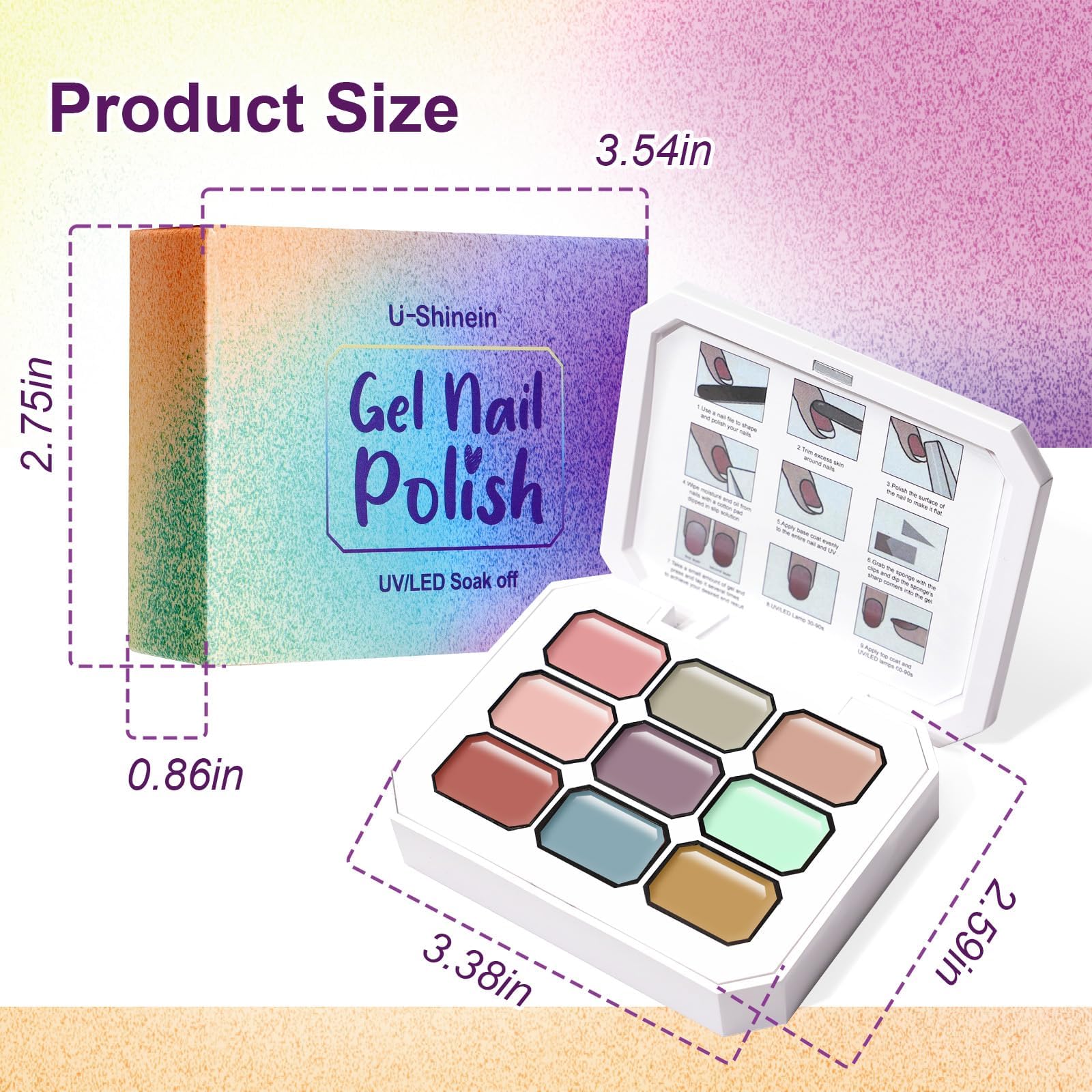 U-Shinein Gradient Painting Gel – 9-Color Ombre Nail Art Kit