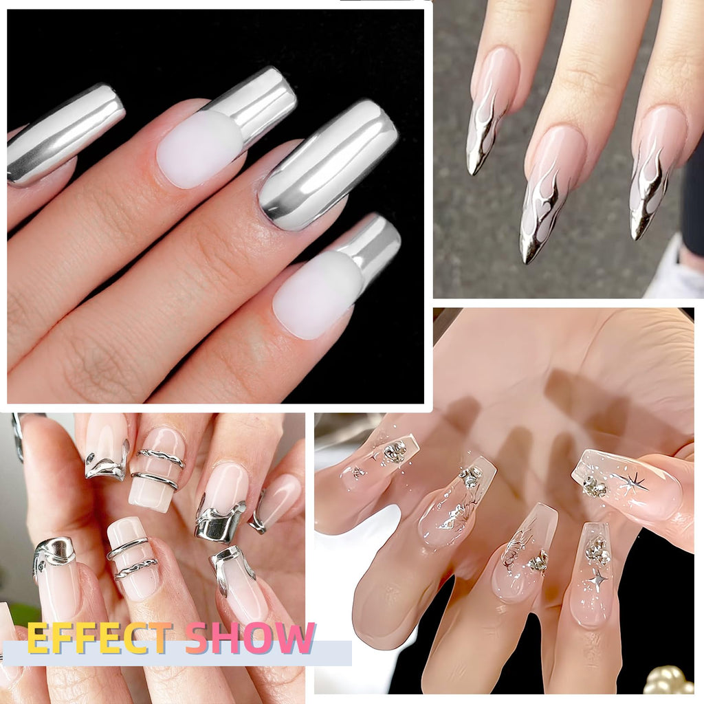 U-Shinein 8ml Metallic Painting Gel – Ultra Mirror Silver Nail Art
