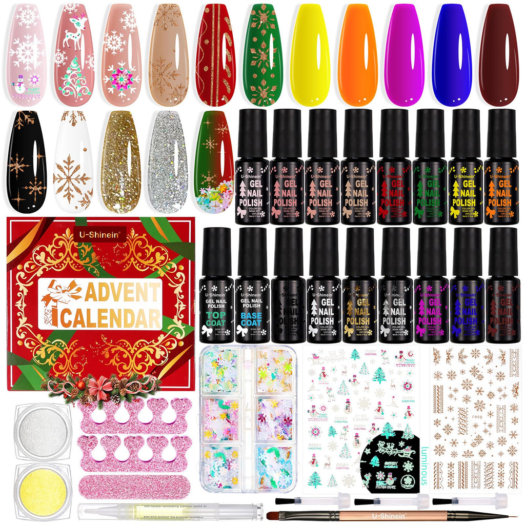 U-Shinein Nail Polish Advent Calendar 2025 – 24-Day Gel Polish Collection with Tools & Glitter