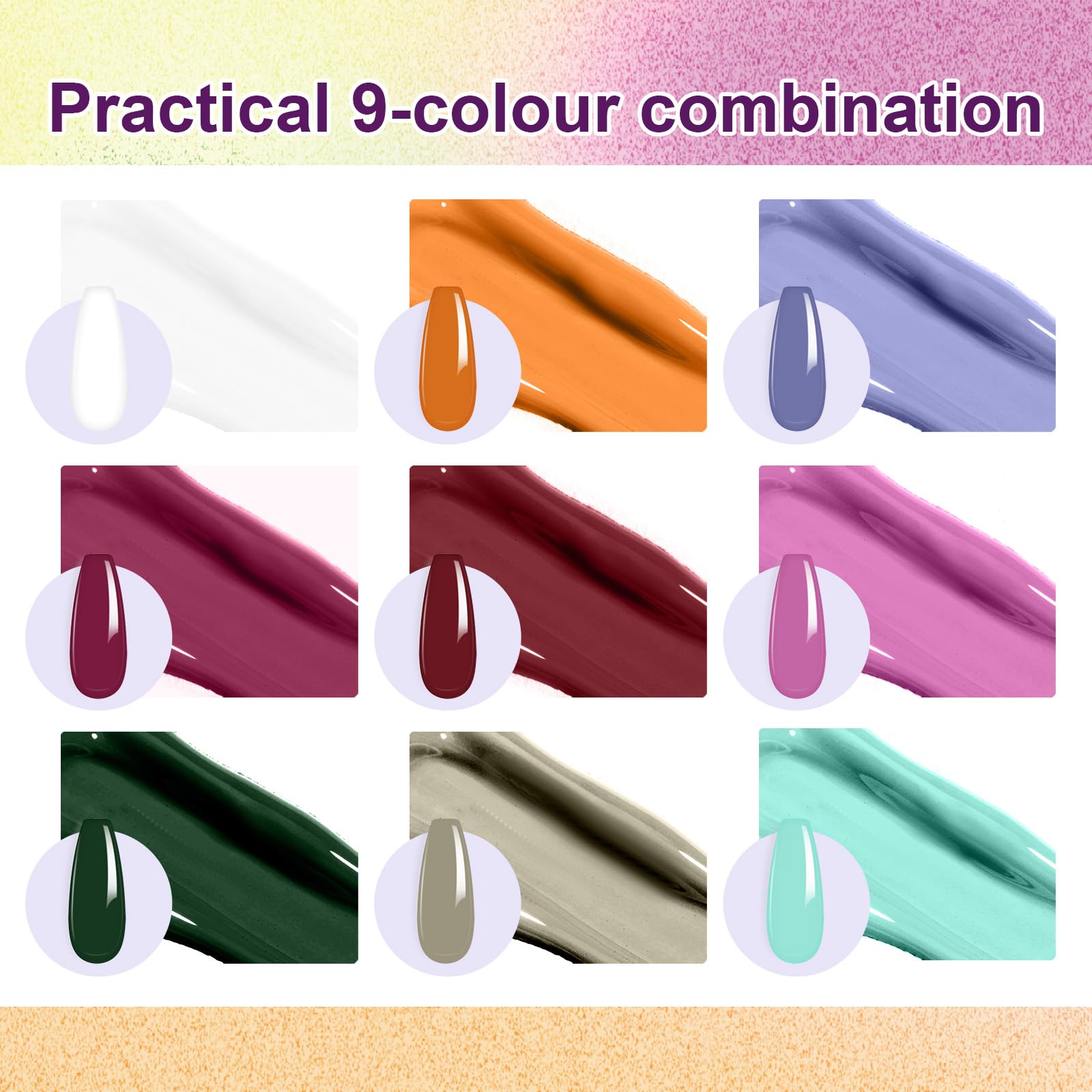 U-Shinein Gradient Painting Gel – 9-Color Ombre Gel Set for Nail Art & DIY Manicures