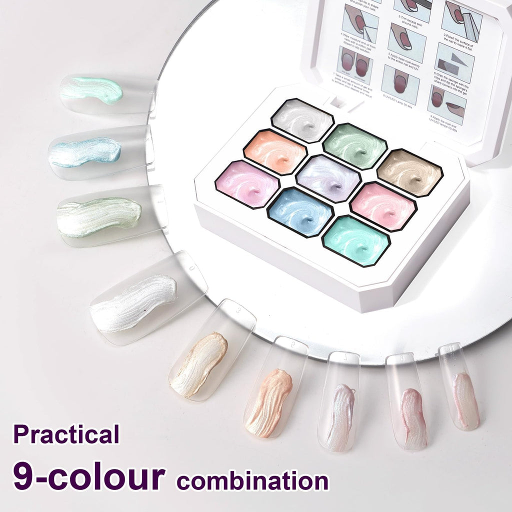 U-Shinein Gradient Painting Gel – 9-Color Ombre Gel Nail Polish with Pearlescent Silk Pigment