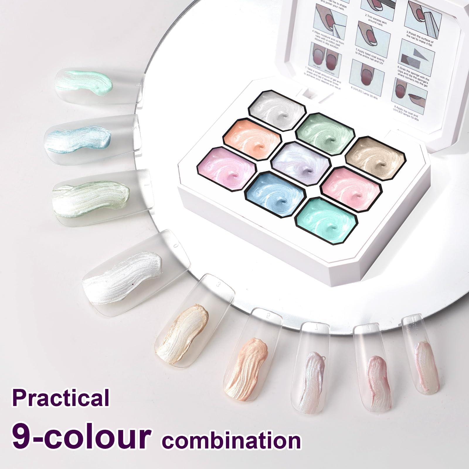 U-Shinein Gradient Painting Gel – 9-Color Ombre Gel Nail Polish with Pearlescent Silk Pigment
