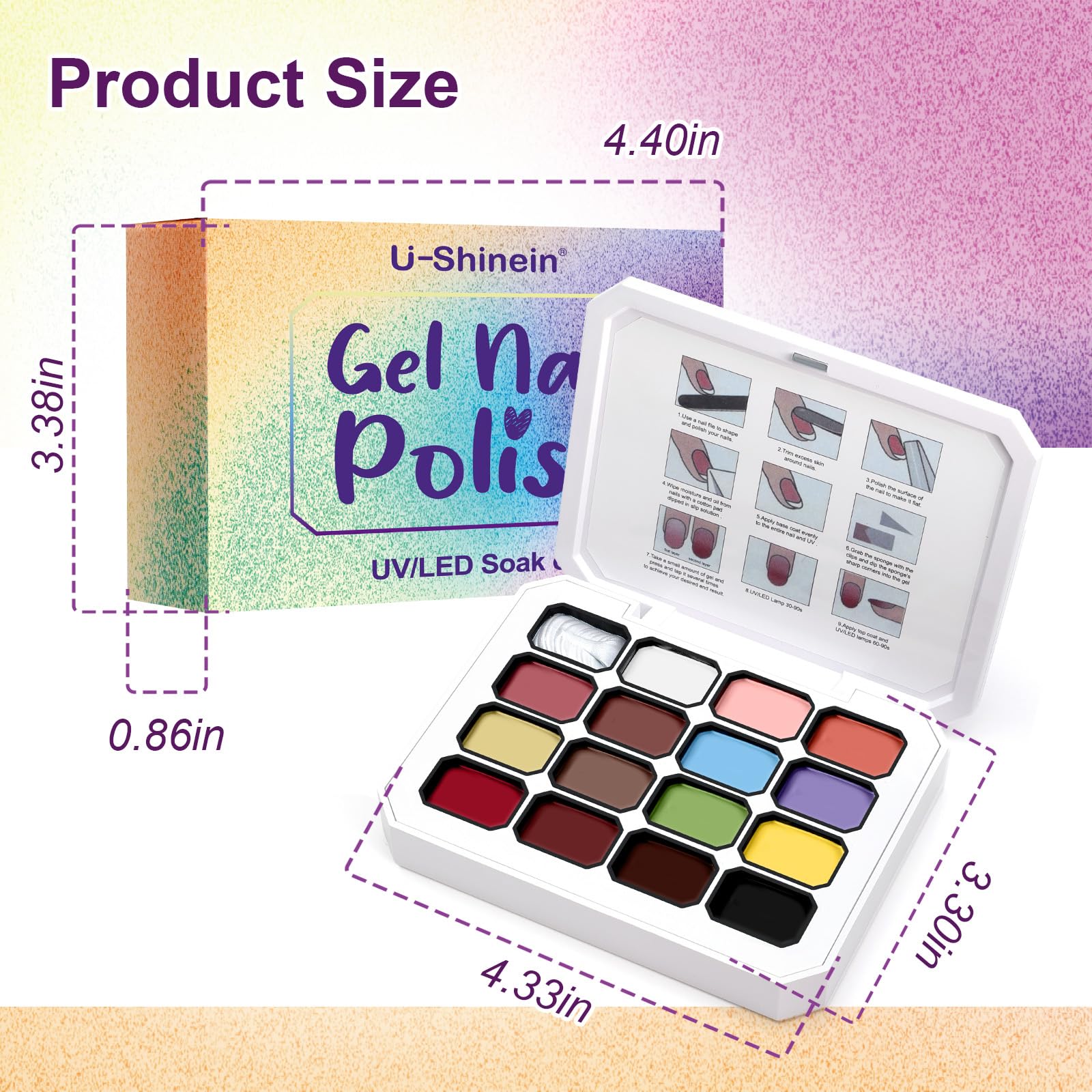 U-Shinein Gradient Painting Gel Kit — 16-Color Ombre Nail Gel for DIY Nail Art (No-Wipe, VelvetSpectrum Studio)
