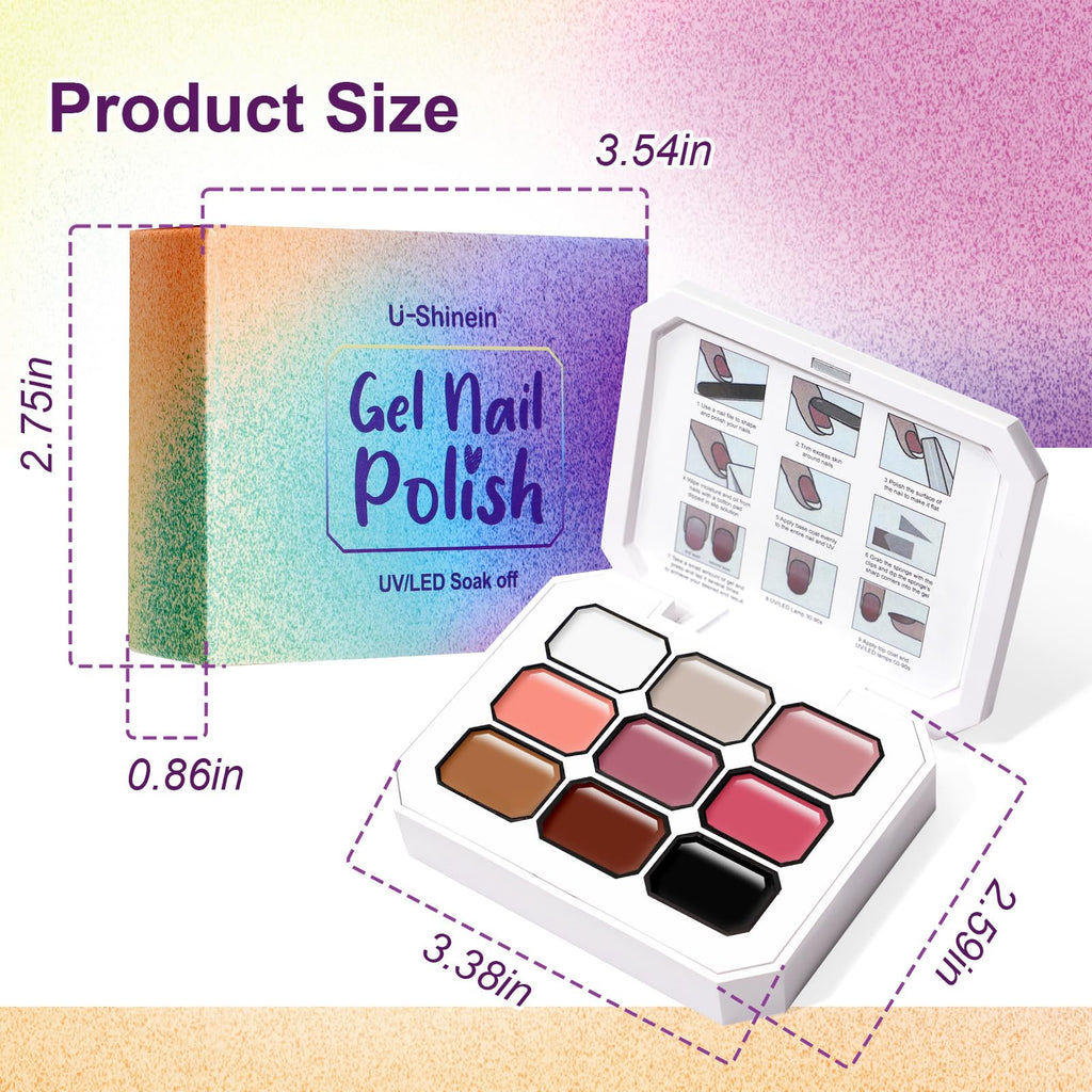 U-Shinein Gradient Painting Gel – 9-Color Ombre Gel Nail Polish Set