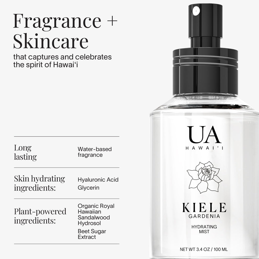 Ua Body Kiele Gardenia Body & Hair Mist from Hawaii – Light, Hydrating Alcohol-Free 3.4 oz