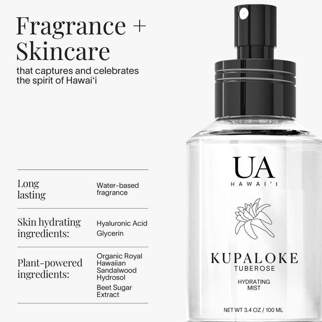 Ua Body Kupaloke Tuberose Mist – Alcohol-Free Hydration for Hair & Body, 3.4 oz