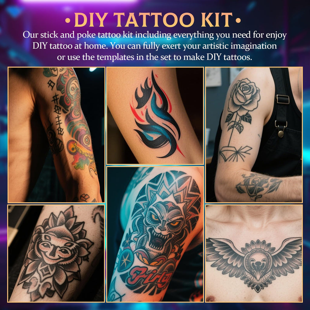 UAKERLED Hand Poke Stick Tattoo Kit – DIY Tattoo Practice Set for Beginners