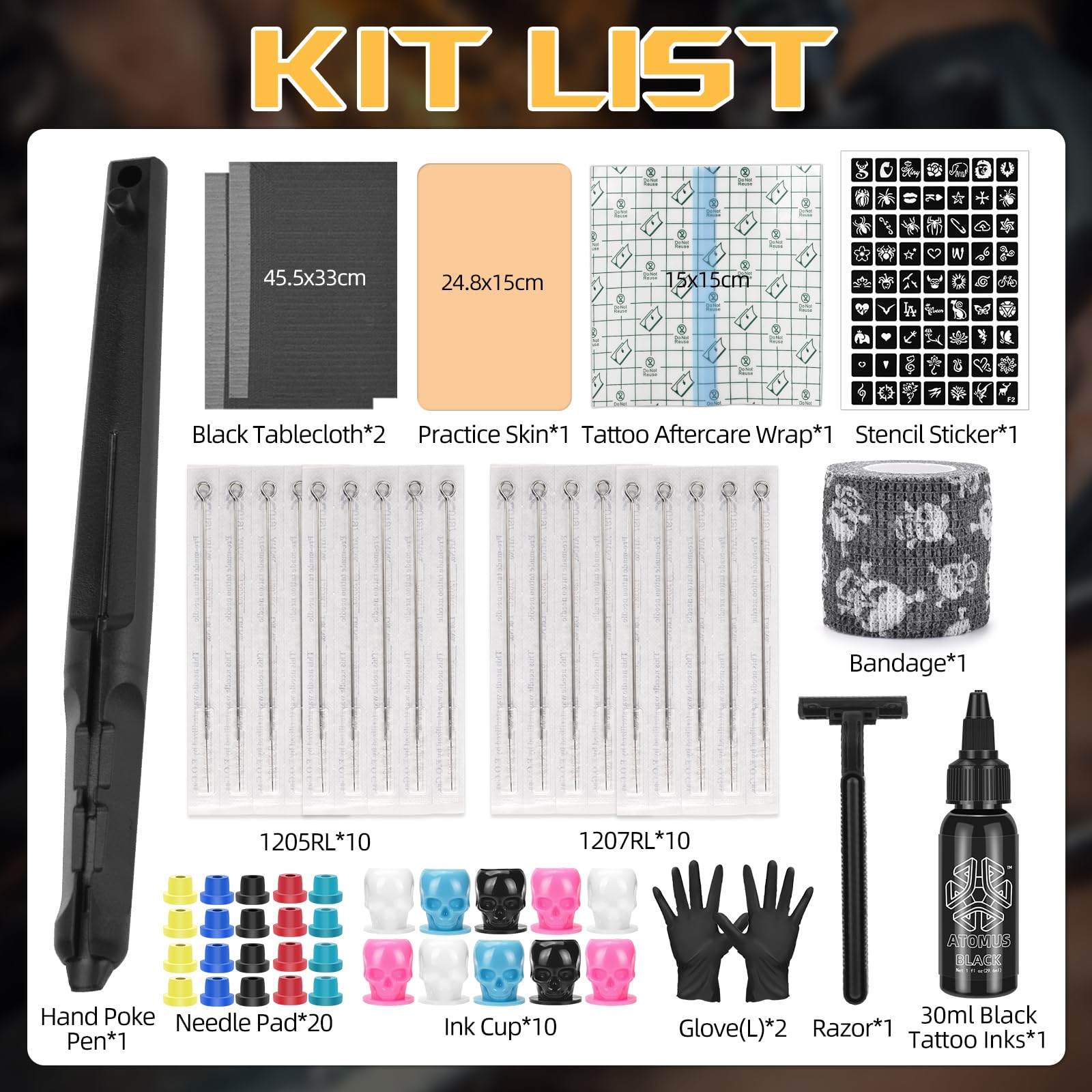 UAKERLED Hand Poke Stick Tattoo Kit – DIY Tattoo Practice Set for Beginners