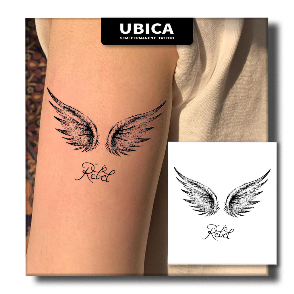 UBICA Angel Wings Semi-Permanent Tattoo – 2 Sheets, Realistic Waterproof Body Art