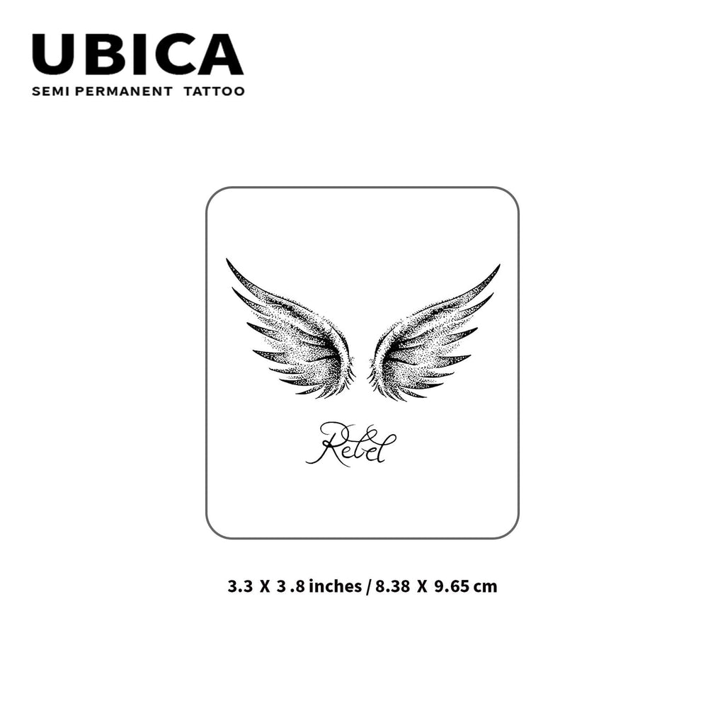 UBICA Angel Wings Semi-Permanent Tattoo – 2 Sheets, Realistic Waterproof Body Art