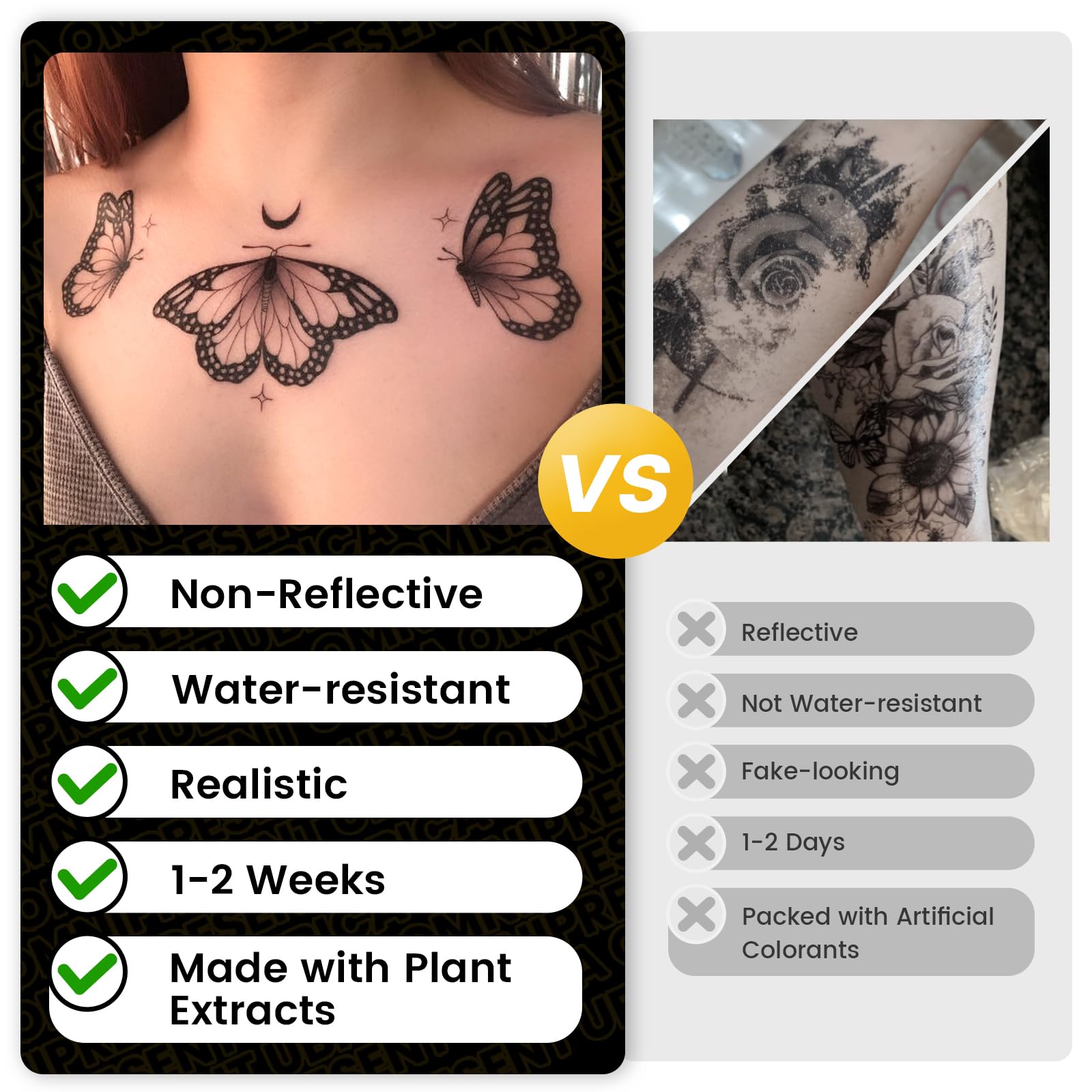 UBICA Tattoo Tech: Flower Design Large Semi-Permanent Tattoos – 7-15 Days, Waterproof & Skin-Friendly