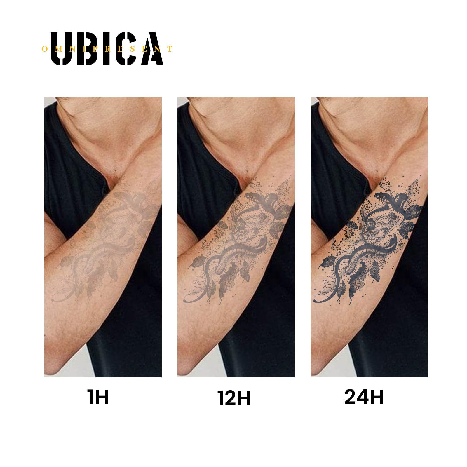 UBICA Temporary Tattoos for Adults – Realistic Skull 3x3in, Waterproof, 1–2 Weeks