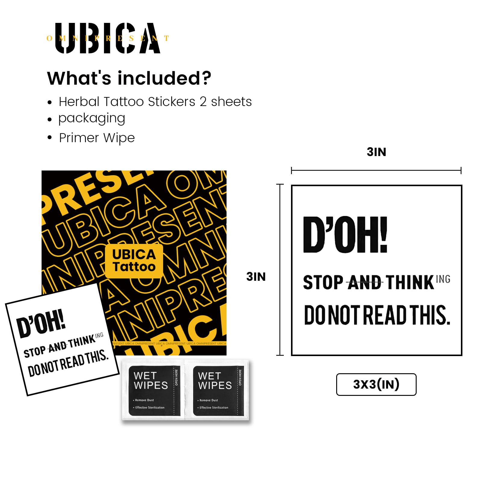 UBICA Wacky Temporary Tattoos – Funny Texts, Waterproof & Long-Lasting