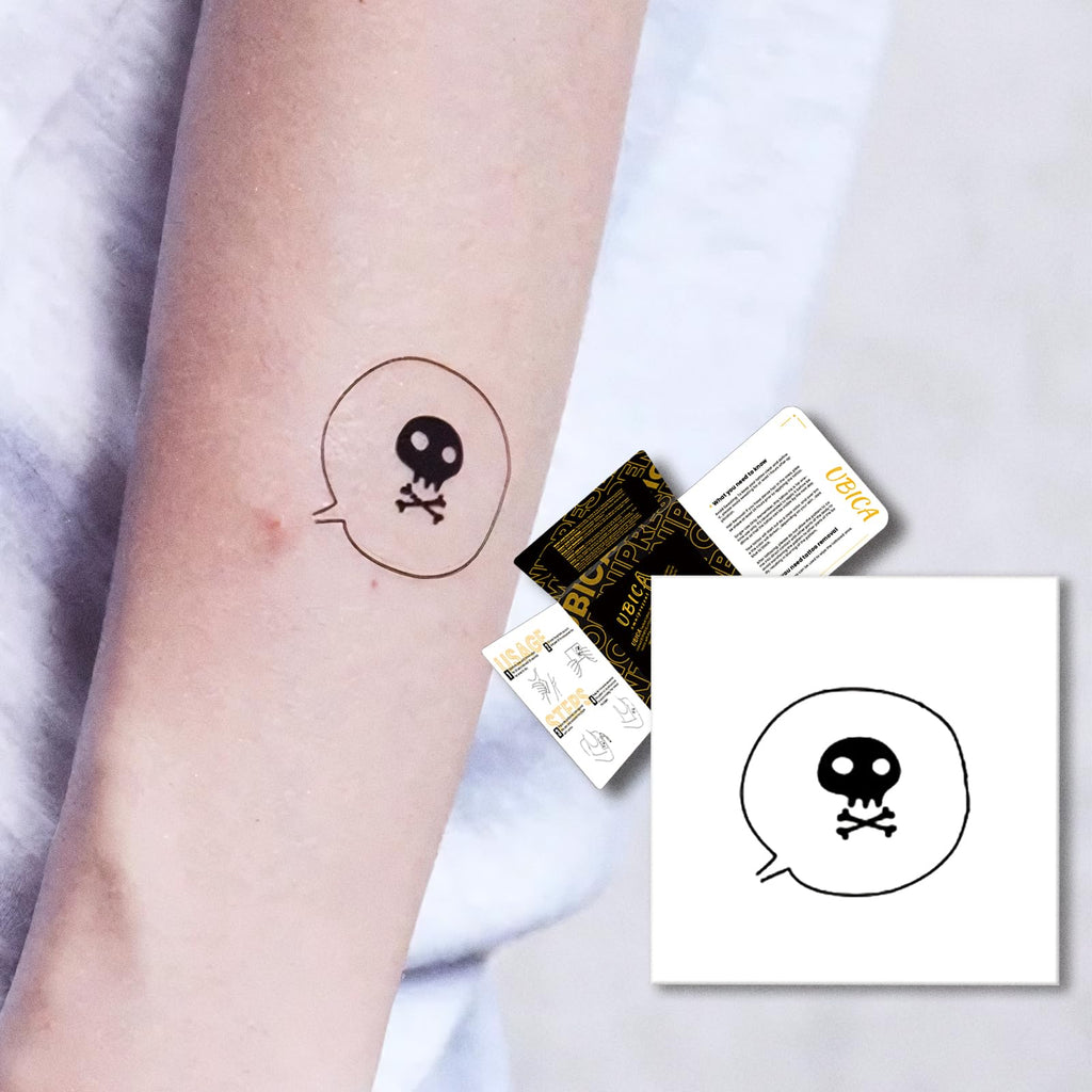 UBICA Temporary Tattoos for Adults – Realistic Skull 3x3in, Waterproof, 1–2 Weeks